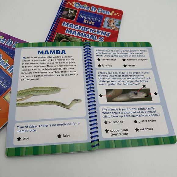 Encyclopedia Britannica Kids Quiz It Pen Set Wildlife Animals Q&A (4 Books) - Picture 13 of 16